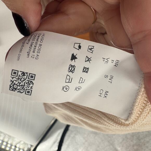 BOSS Hugo Boss Ribbed Knit Fit Flare Dress Sleeveless Beige Made in Italy Women - Picture 9 of 9